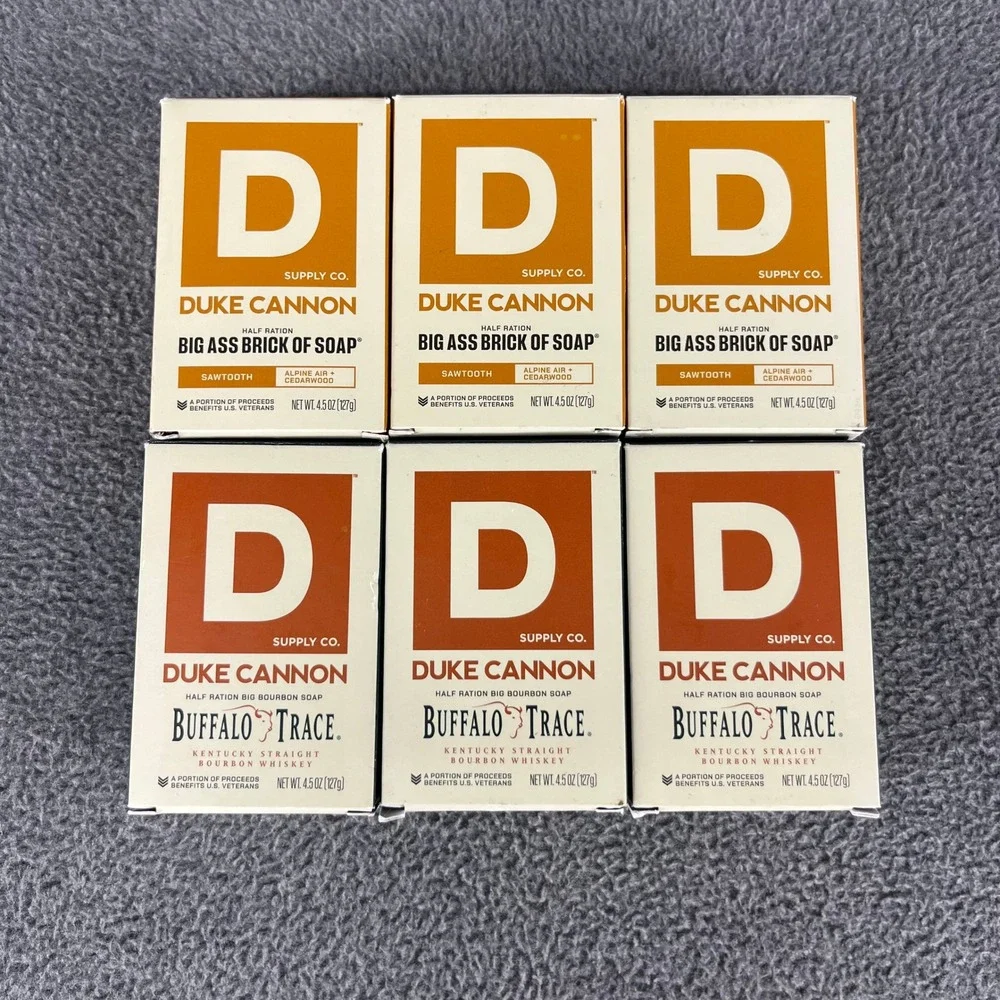 6x Duke Cannon Brick of Soap Men 4.5 oz Buffalo Trace Sawtooth Bourbon Cedarwood